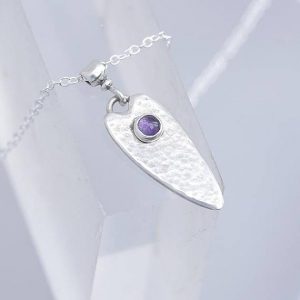 heart shape Amethyst Pendant made in silver made with silver and 9ct gold by Ian Caird of iana Jewellery