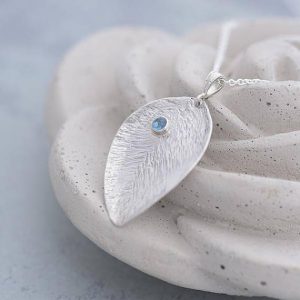 Topaz Pendant, lead shape silver pendant with blue Topaz by Ian caird of iana Jewellery