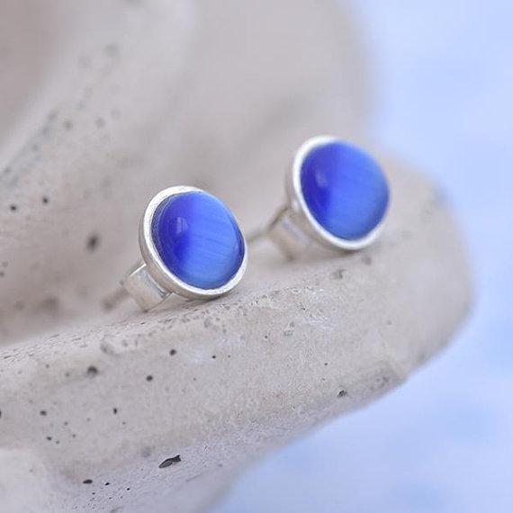 blue cats eye earrings, handmade jewelry, jewellery maker Canterbury Kent