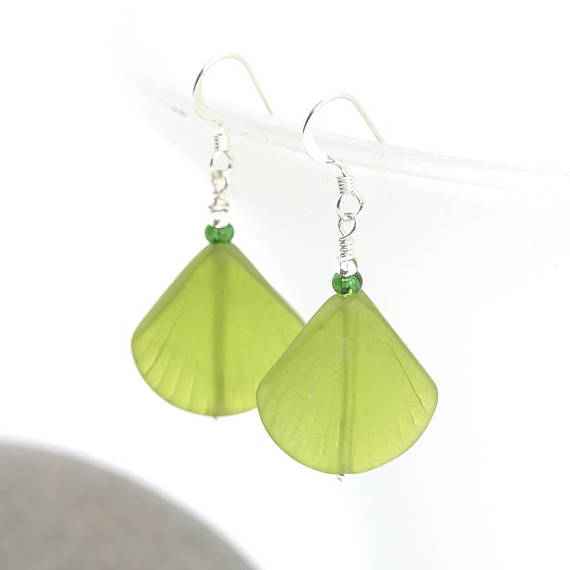 Green Sea Glass Earrings