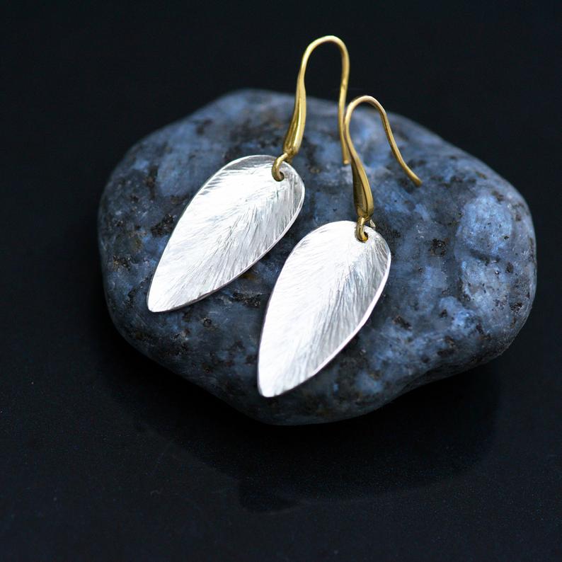 Silver leaf style earrings
